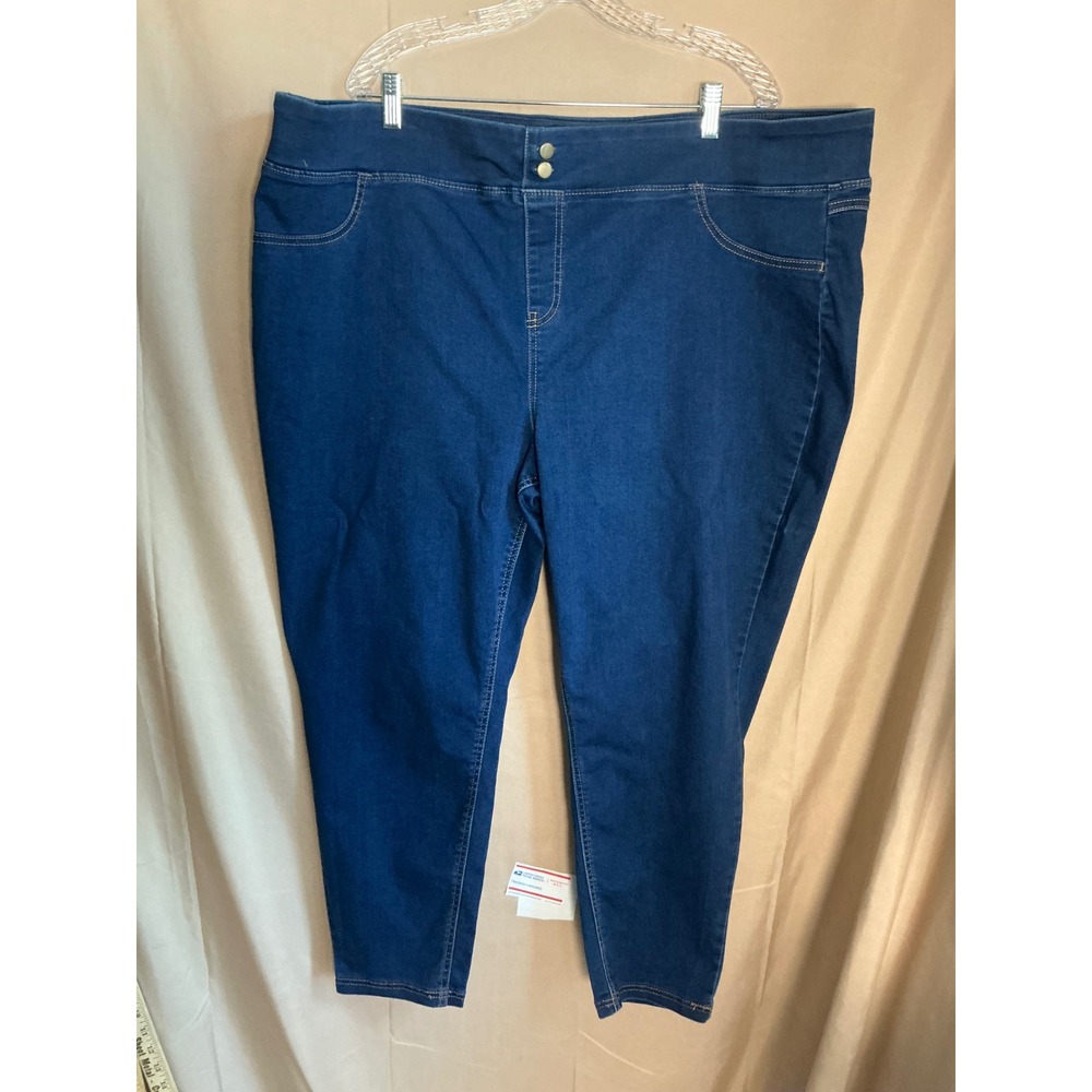 Terra & Sky Jeggings Womens 3X Blue Excellent Stretch Pull On Tapered Cropped